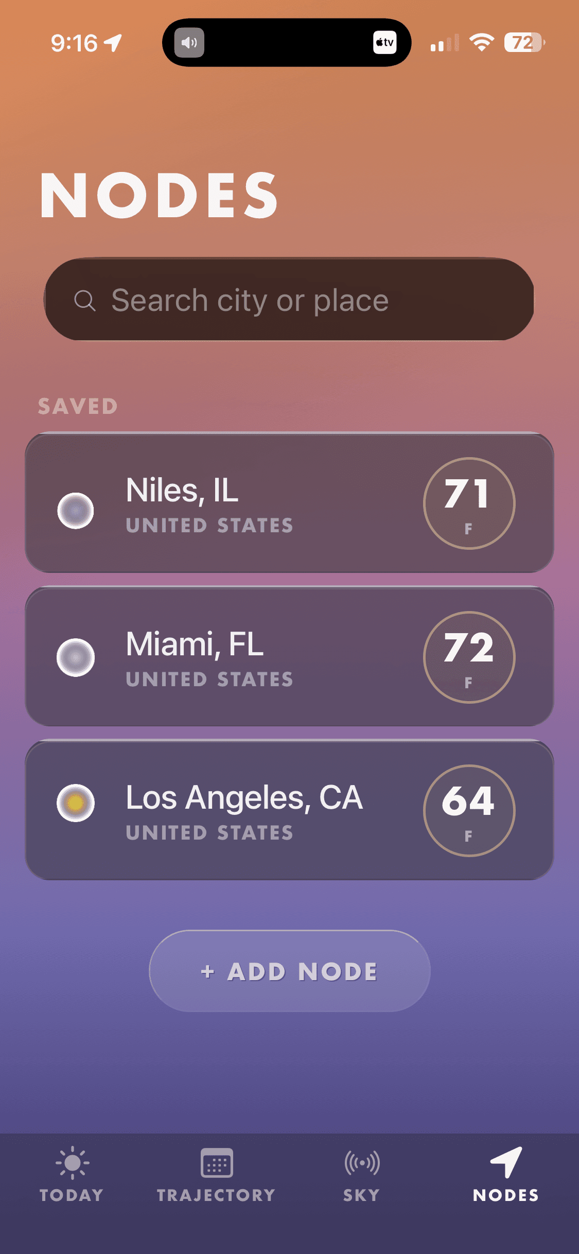 Saved locations (Nodes) on iPhone