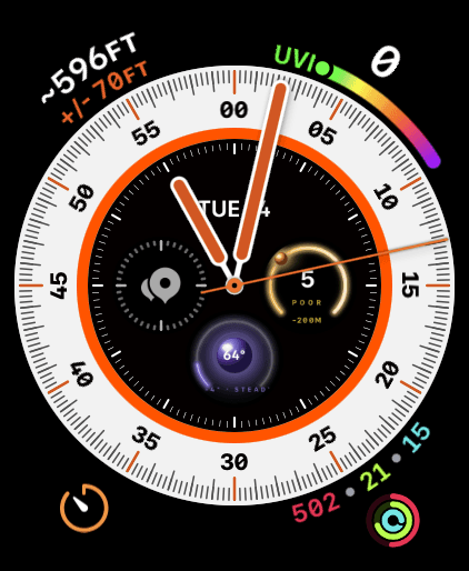 Vesper Sky on Apple Watch Chronograph Altitude face