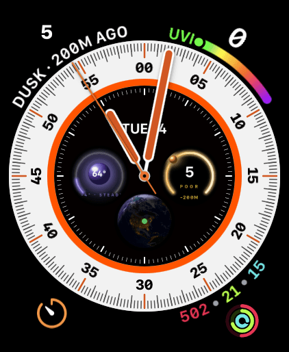 Vesper Sky on Apple Watch Chronograph face