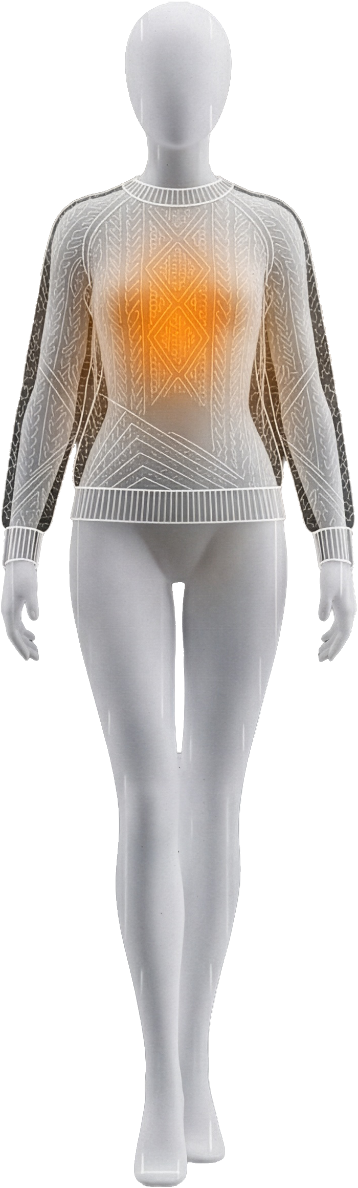 Mannequin figure showing perfect equilibrium biometric state